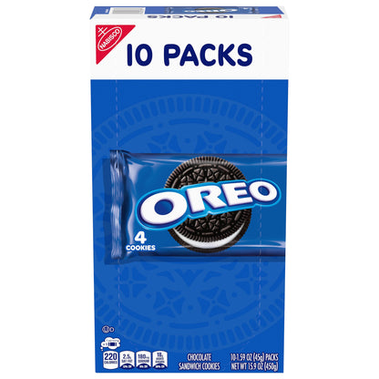 OREO Chocolate Sandwich Cookies, 10 Snack Packs (4 Cookies Per Pack)