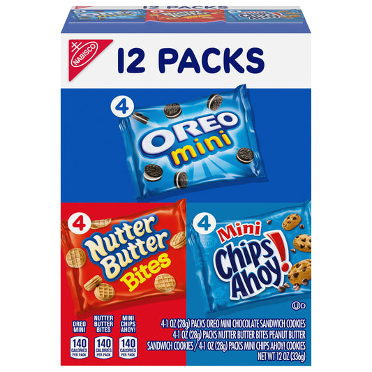 Nabisco Cookie Variety Pack OREO Mini, Nutter Butter Bites, CHIPS AHOY! Mini, 12 Snack Packs