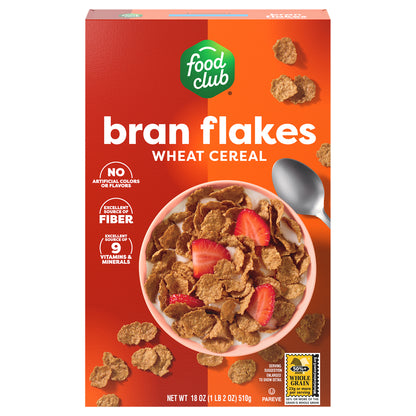 Food Club Bran Flakes Wheat Cereal 18 oz