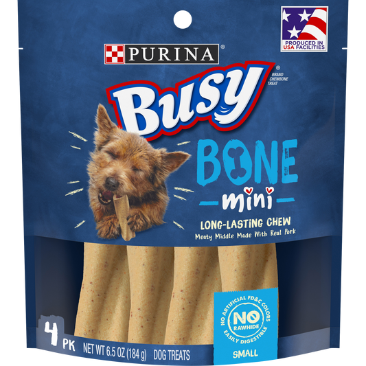 Purina Busy Made in USA Facilities Small Breed Dog Bones, Mini - 4 ct. Pouch