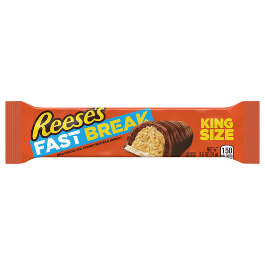 REESE'S FAST BREAK Milk Chocolate, Peanut Butter and Nougat King Size, Candy Bar, 3.5 oz