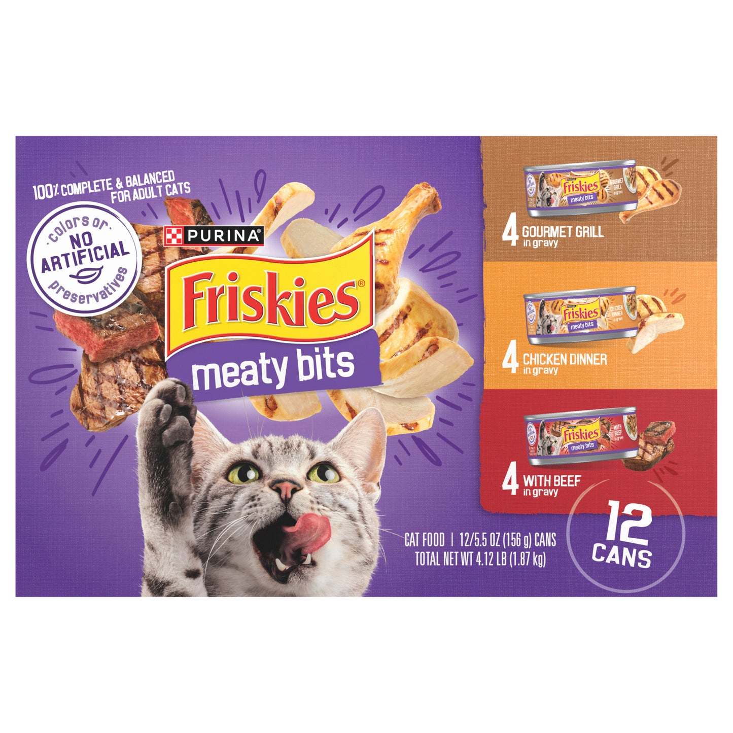 Purina Friskies Gravy Wet Cat Food Variety Pack, Meaty Bits - (12) 5.5 oz. Cans