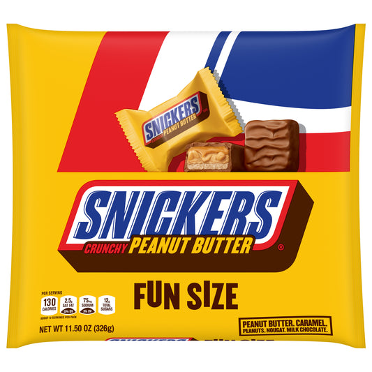 SNICKERS Crunchy Peanut Butter Chocolate Fun Size Squares, 11.5 oz. Bag