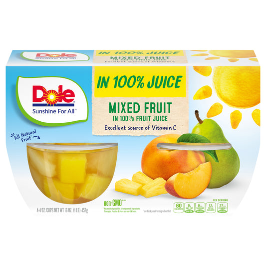 DOLE® Fruit Bowls® Mixed Fruit in 100% Fruit Juice 4-4 oz. Cups