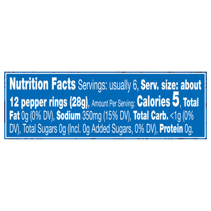 Vlasic Deli Style Mild Banana Pepper Rings, Keto Friendly, 12 FL OZ