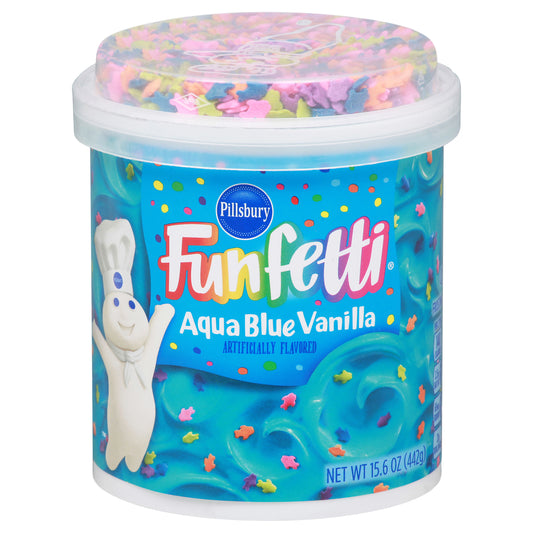 Pillsbury Funfetti Aqua Blue Vanilla Frosting 15.6 oz Tub