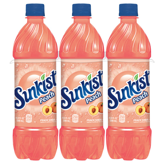 Sunkist Peach Soda, .5 L bottles, 6 pack