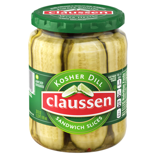 Claussen Kosher Dill Pickle Sandwich Slices, 20 fl oz Jar