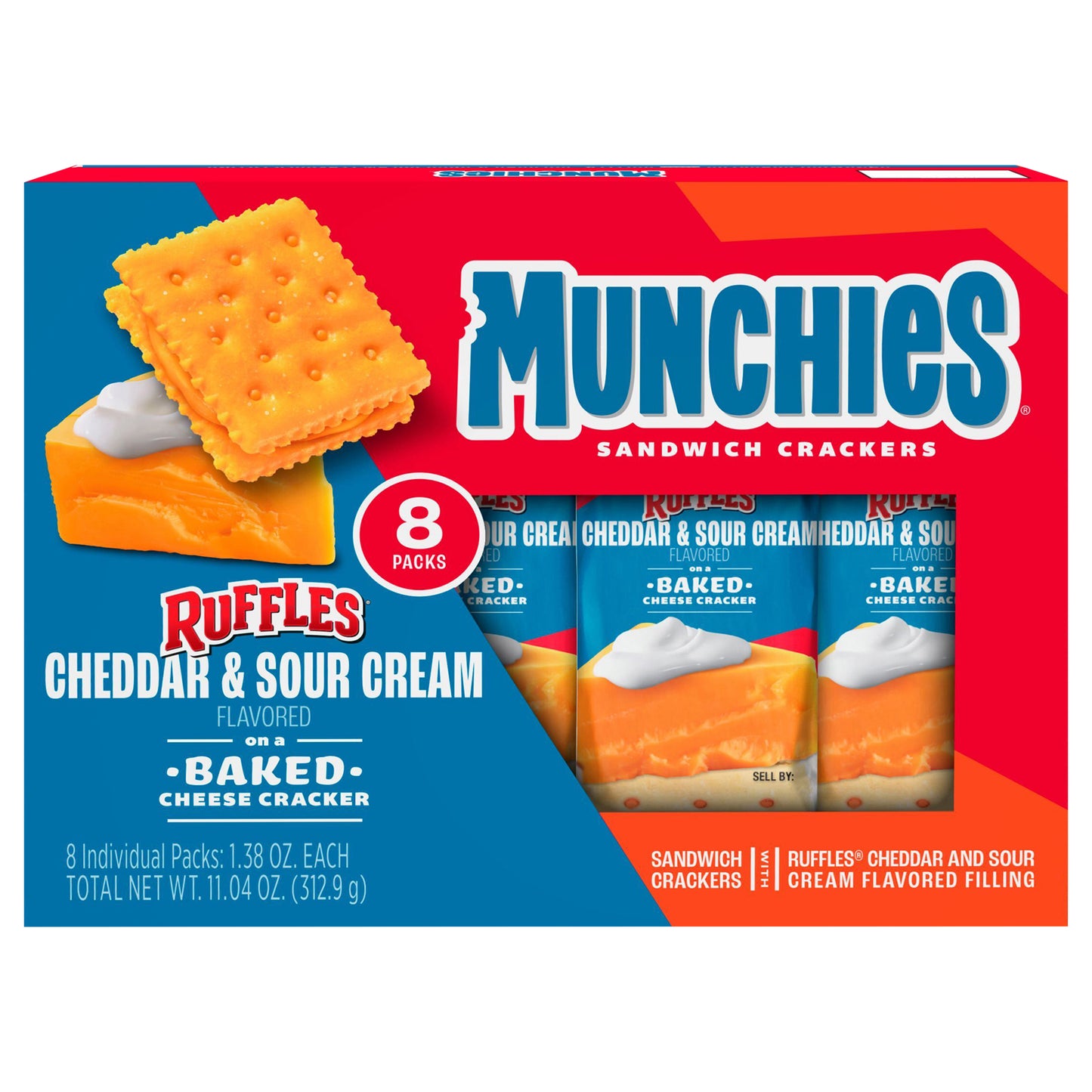 Munchies Sandwich Crackers Cheddar & Sour Cream Flavored 11.04 Oz, 8 Count