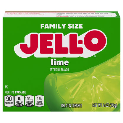 Jell-O Lime Artificially Flavored Gelatin Dessert Mix, Family Size, 6 oz Box