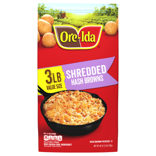 Ore-Ida Shredded Hash Browns Frozen Potatoes Value Size, 3 lb Bag