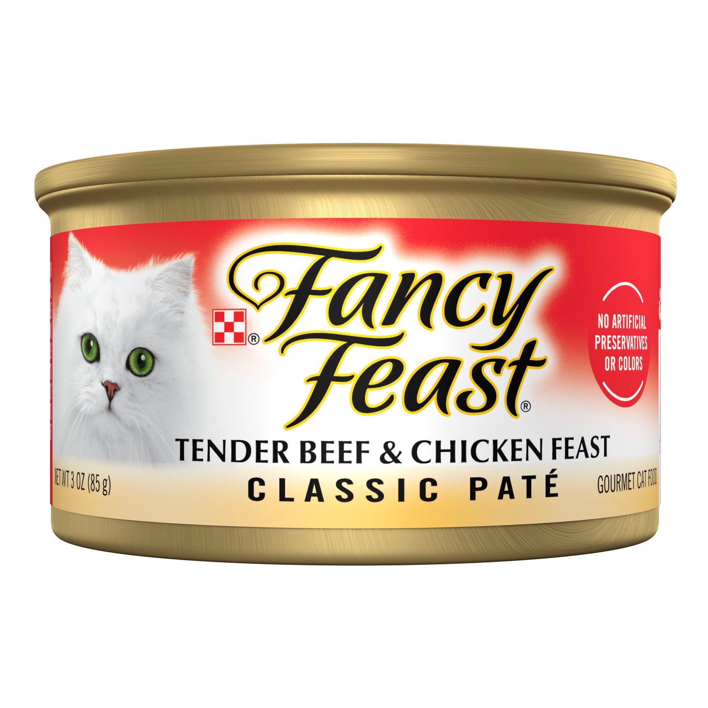 Purina Fancy Feast Tender Beef and Chicken Feast Classic Grain Free Wet Cat Food Pate - 3 oz. Can