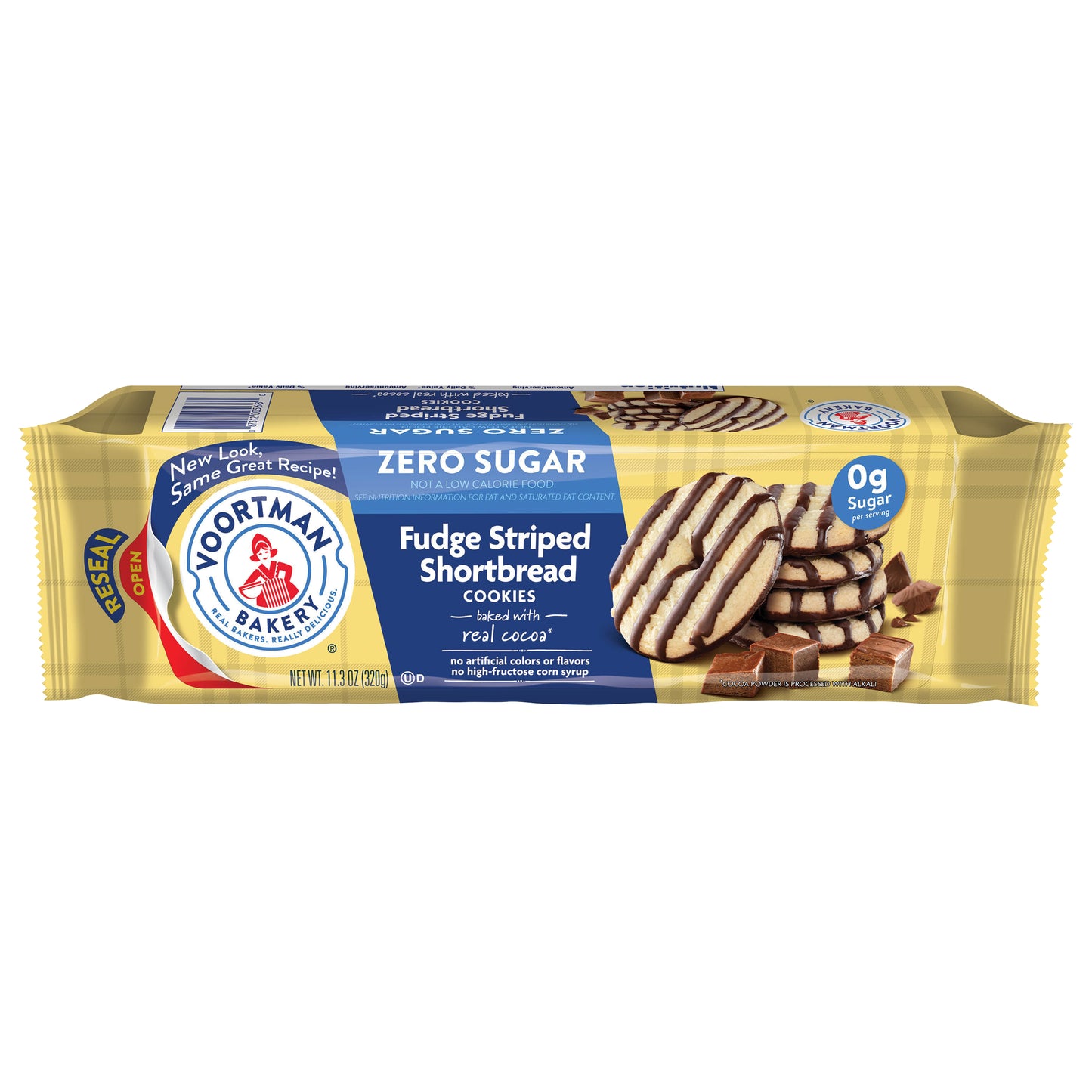 VOORTMAN Bakery Zero Sugar Fudge Striped Shortbread Cookies 11.3 oz