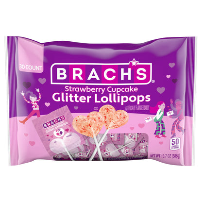 Brach's Strawberry Cupcake Glitter Pops 30 Count 13.5 Ounce Package