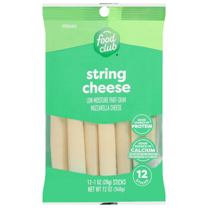 Food Club Low-Moisture Part-Skim Mozzarella String Cheese 12 ea