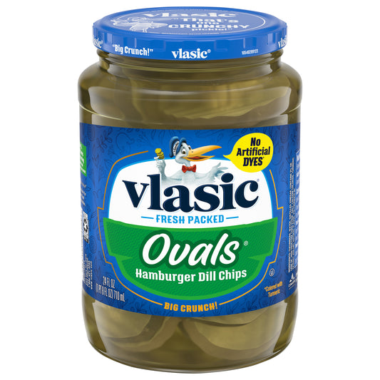 Vlasic Ovals Hamburger Dill Pickle Chips, Keto Friendly, 24 FL OZ