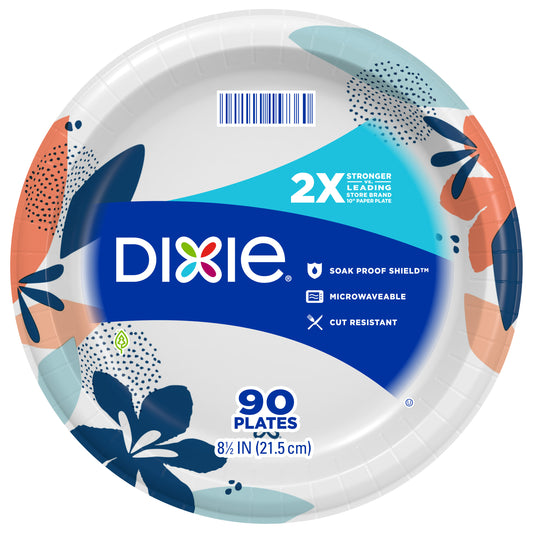 Dixie Paper Plates, 8 1/2 inch, Dinner Size Printed Disposable Plate, 90 Count