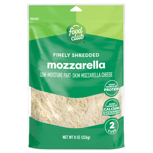 Food Club Part-Skim Low-Moisture Mozzarella Finely Shredded Cheese 8 oz