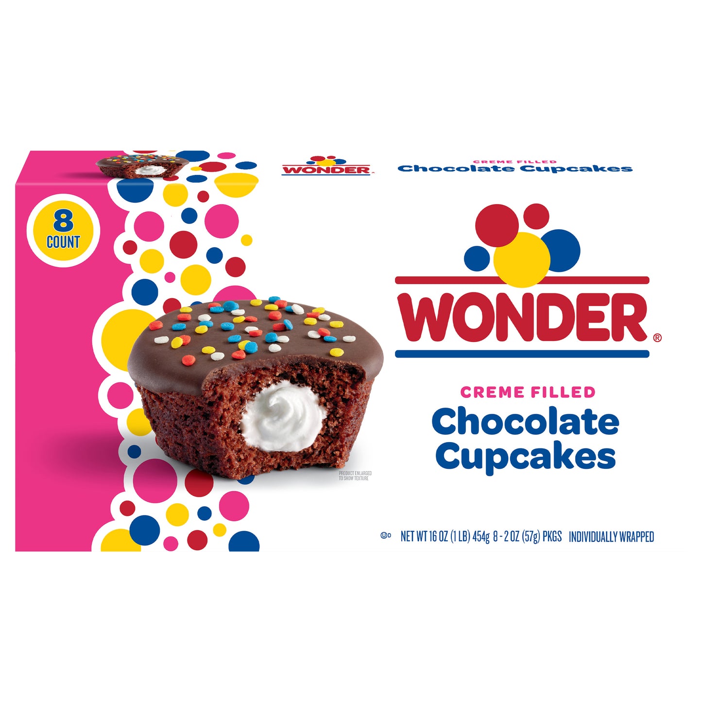 Wonder Crème Filled Chocolate Cupcakes, Individually Wrapped Cupcakes, 8 Count