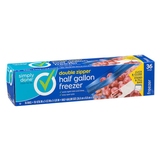 Simply Done Double Zipper Half Gallon Freezer Bags 36 ea