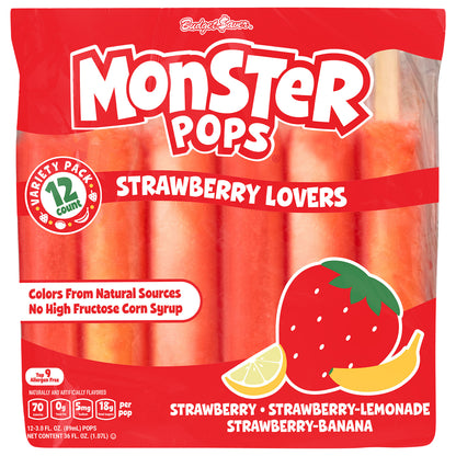 Budget Saver Strawberry Lovers Monster Pops 12 - 3 Fl Oz Pops