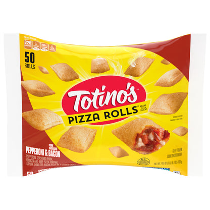 Totino's Pizza Rolls, Pepperoni & Bacon Flavored, Frozen Snacks, 50 ct