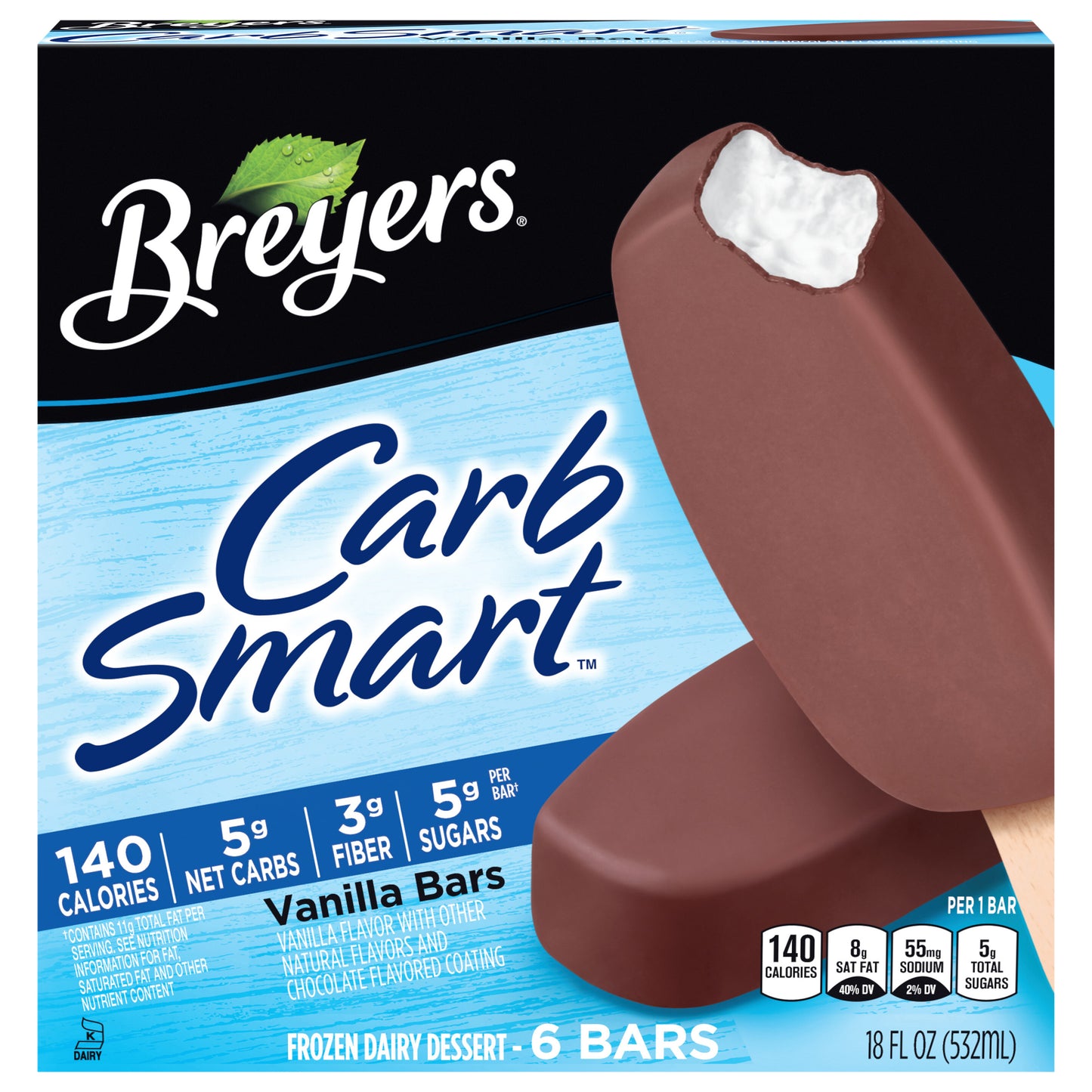 Breyers CarbSmart Vanilla Bars Frozen Dairy Dessert