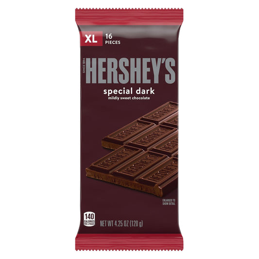 HERSHEY'S Special Dark Mildly Sweet Dark Chocolate Candy, Individually Wrapped, 4.25 oz, Bar