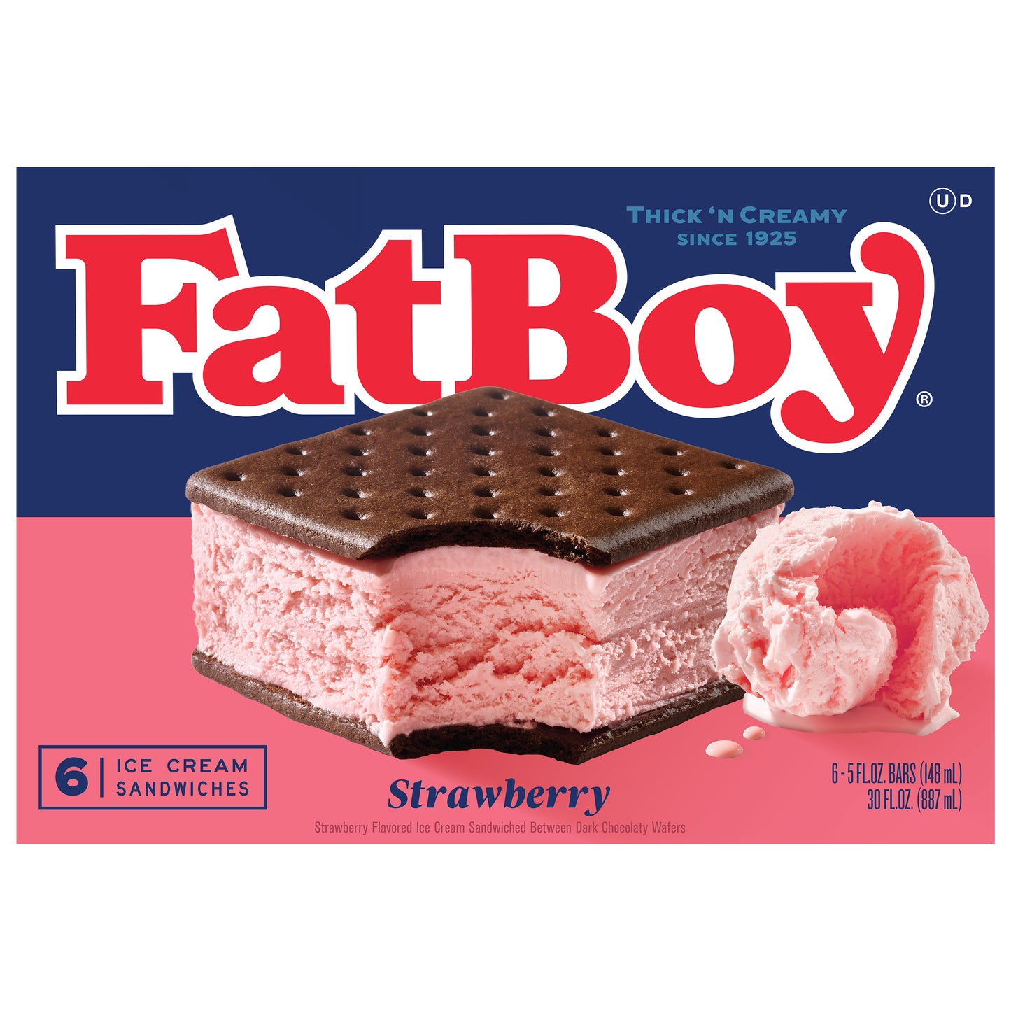 FatBoy Strawberry Ice Cream Sandwiches 6 Ea