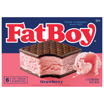 FatBoy Strawberry Ice Cream Sandwiches 6 Ea