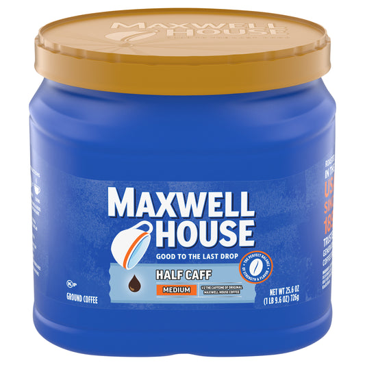 Maxwell House Medium Roast Half Caff Ground Coffee, 25.6 oz. Canister