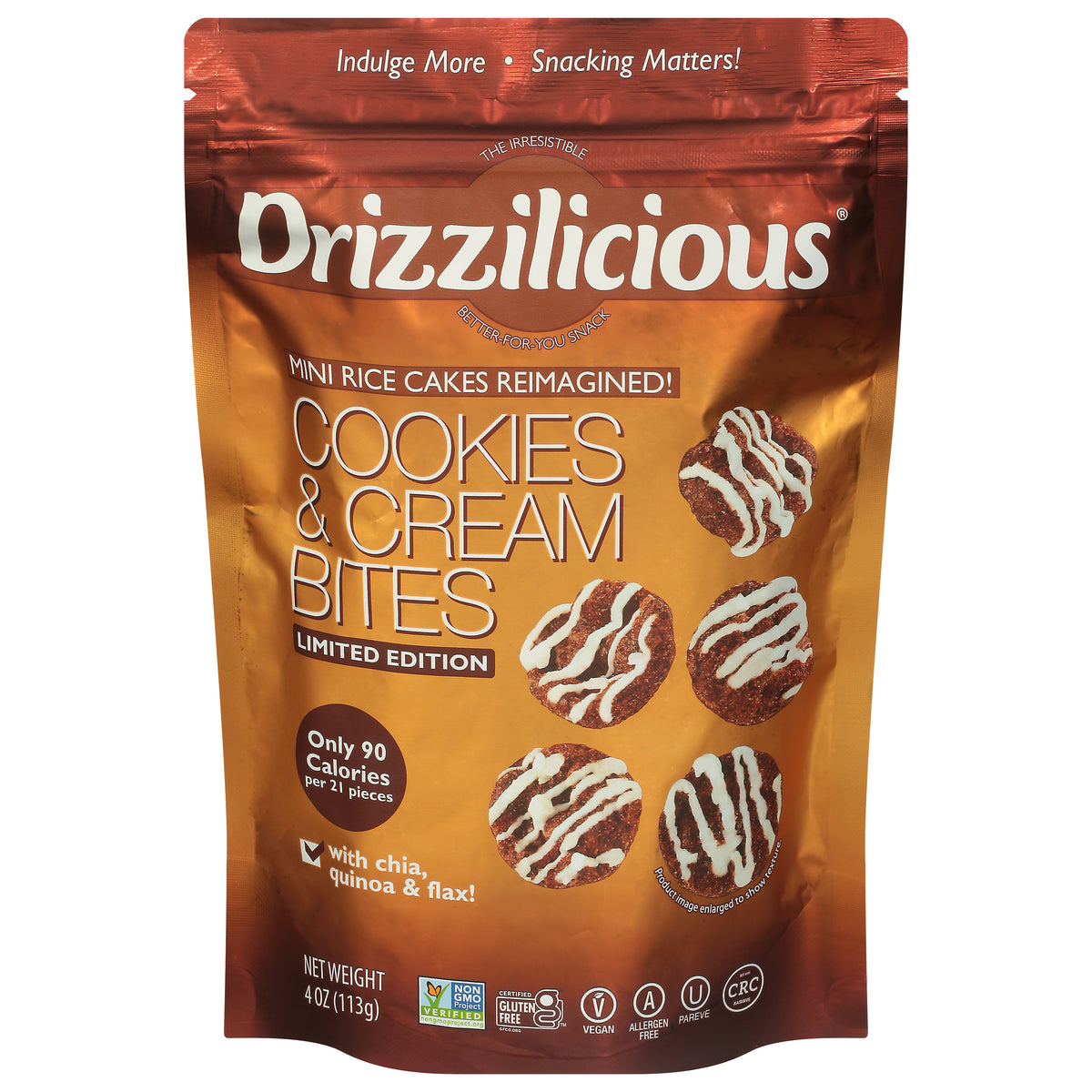 Drizzilicious Cookies & Cream Bites with Chia, Quinoa & Flax 4 oz