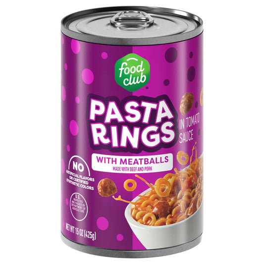 Food Club Pasta Rings in Tomato Sauce with Meatballs 15 oz