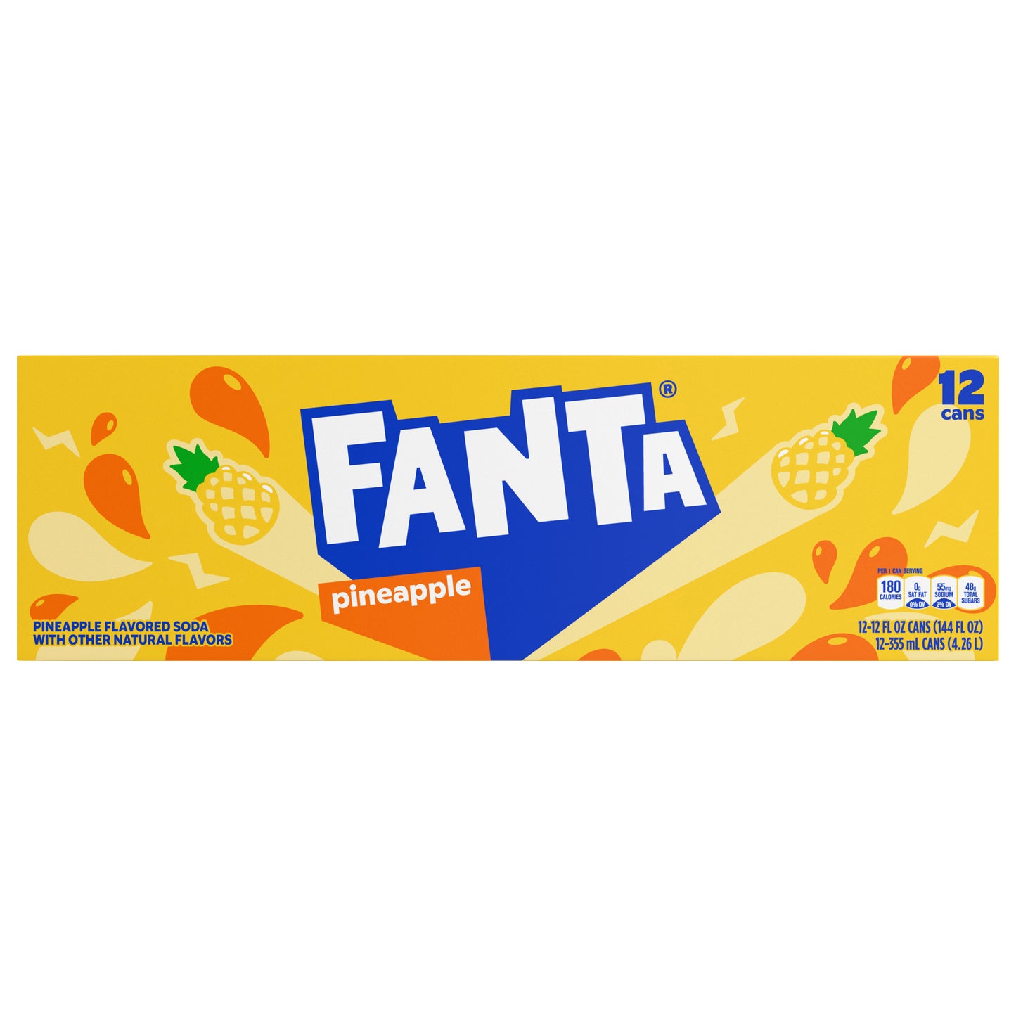 Fanta Pineapple Soda Fridge Pack Cans, 12 fl oz, 12 Pack