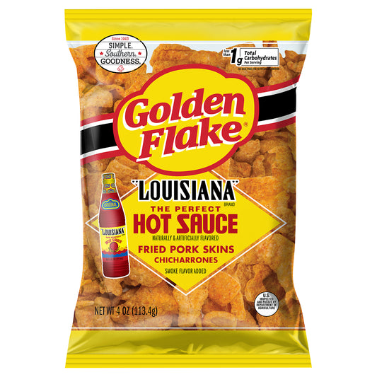 4 oz Golden Flake LA Hot Pork Skins