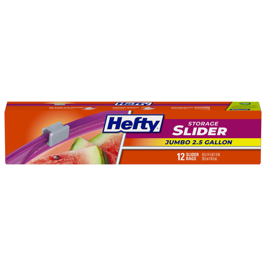 Hefty 2.5 Gallon Storage Slider Bags Jumbo 12 ea
