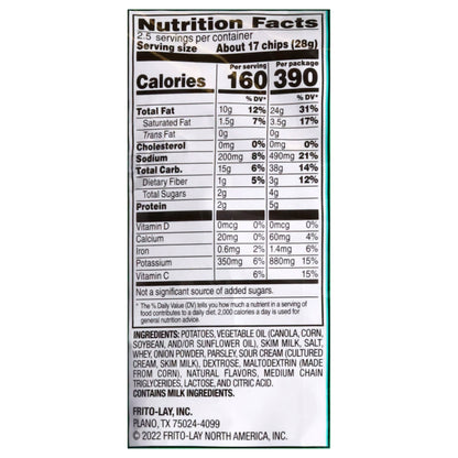 Lay's Sour Cream & Onion Flavored Potato Chips 2.5 oz