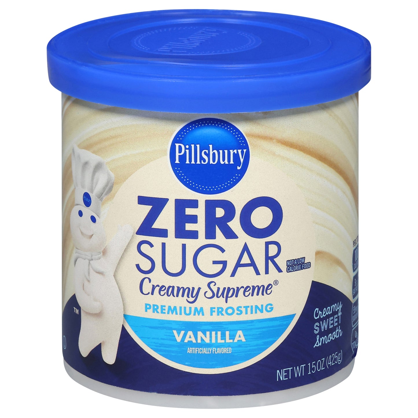 Pillsbury Zero Sugar Creamy Supreme Vanilla Premium Frosting, 15 Oz Tub