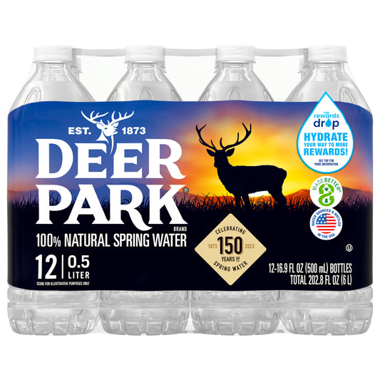 DEER PARK Brand 100% Natural Spring Water, 16.9-ounce plastic bottles (Pack of 12)
