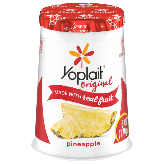 Yoplait Original Pineapple Low Fat Yogurt, 6 OZ Yogurt Cup