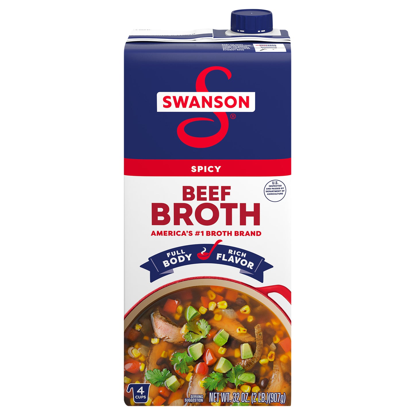 Swanson® Spicy Beef Broth, 32 oz Carton