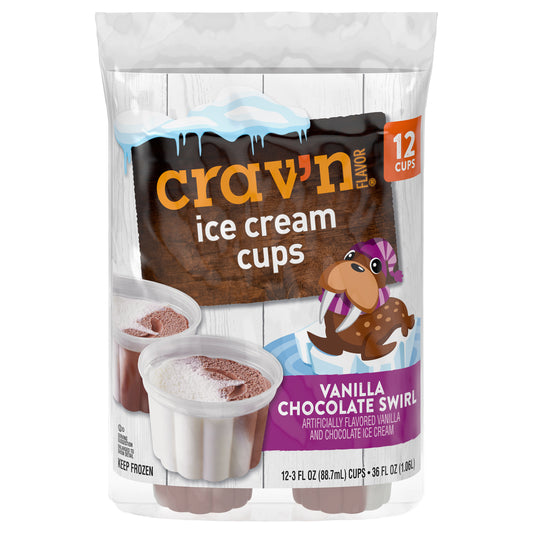 Crav'n Flavor Vanilla Chocolate Swirl Ice Cream Cups 12 ea