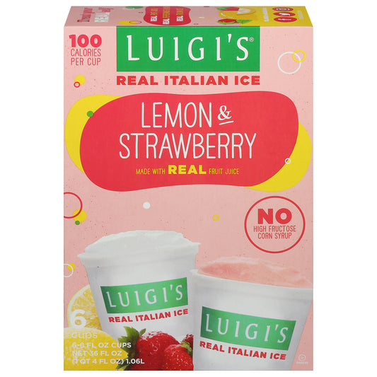 Luigi's Lemon & Strawberry Real Italian Ice 6 - 6 fl oz Cups