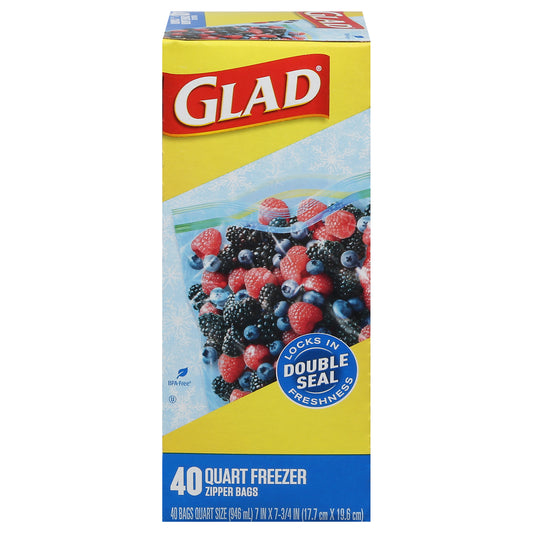 Glad Quart Freezer Zipper Bags 40 ea