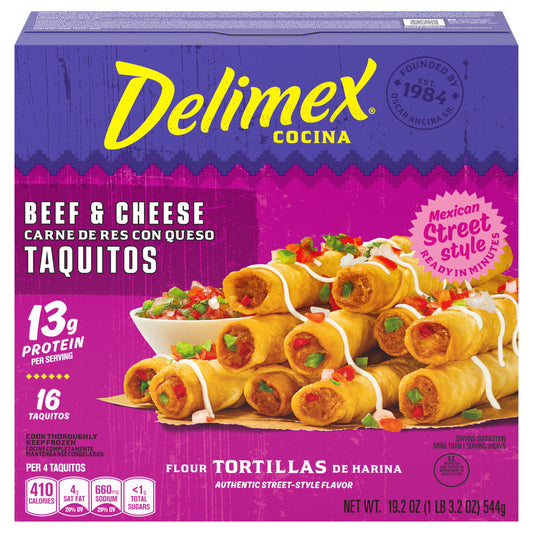 Delimex Beef & Cheese Taquitos Frozen Snacks, 16 ct Box