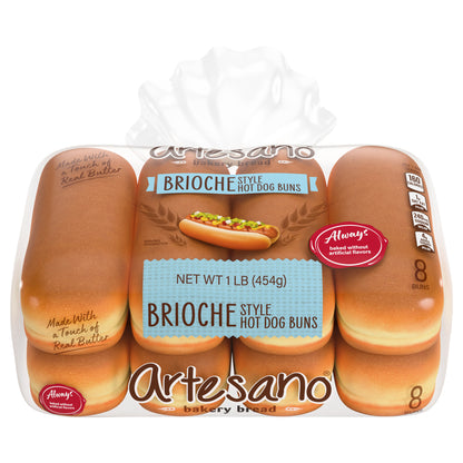 Artesano Brioche Hot Dog Buns, 8 count, 16 oz