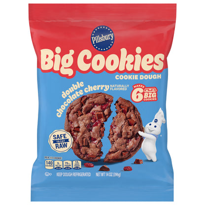 Pillsbury Ready to Bake! Big Cookies Double Chocolate Cherry Cookie Dough, 6 Count, 14 oz