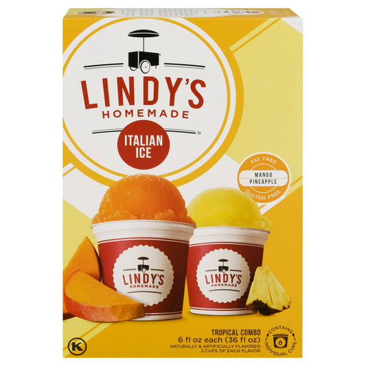 Lindy's Homemade Tropical Combo Mango/Pineapple Italian Ice 6 - 6 fl oz Cups