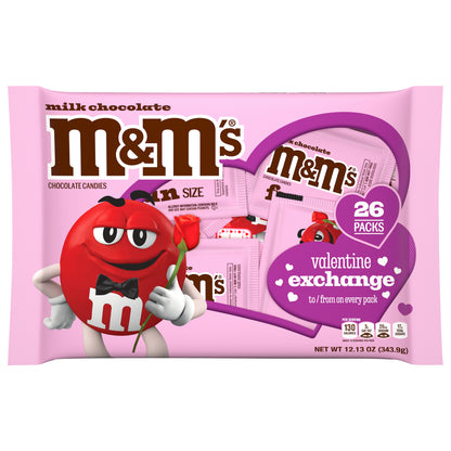 M&M’s Milk Chocolate Candy Valentines Day Gift Exchange - 26 Ct