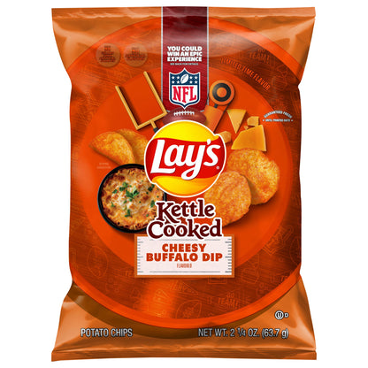 Lay's Kettle Cooked Potato Chips Cheesy Buffalo Dip Flavored 2 1/4 Oz